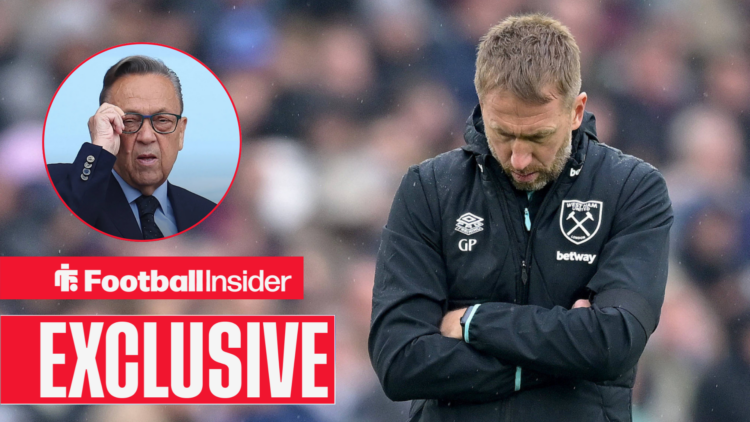 Graham Potter looking down, David Sullivan in a circular inset