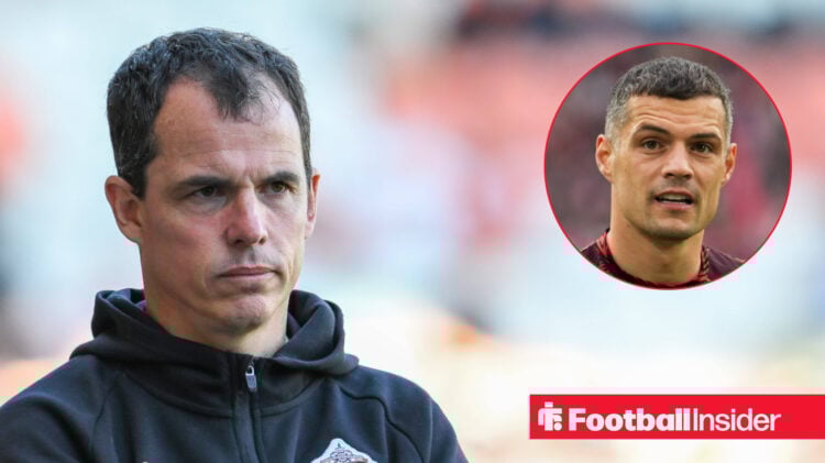 Sunderland manager Regis Le Bris alongside Granit Xhaka,
