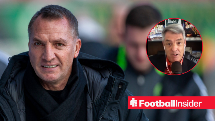 Brendan Rodgers smiling at a Celtic match, next to an image of Phil Vickery