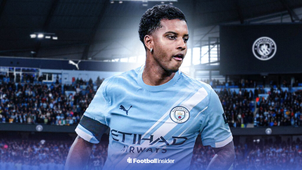 Rodrygo in Man City's home shirt
