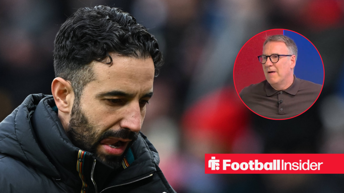 Ruben Amorim looking dejected, next to an image of Paul Merson