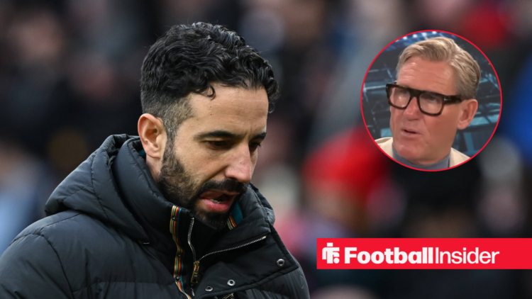 Ruben Amorim looking disappointed and sad on the left with Simon Jordan on the right talking