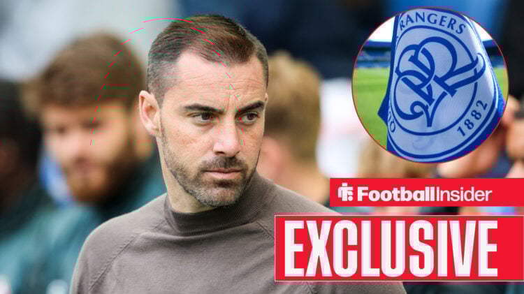 Sheffield United boss Ruben Selles, with QPR flag pictured in circular inset