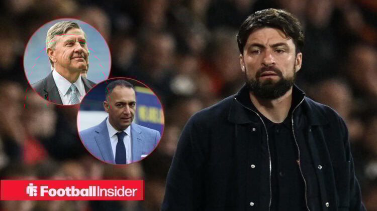Russell Martin on the Rangers touchline,Andrew Cavenagh and Paraag Marathe in circular inset