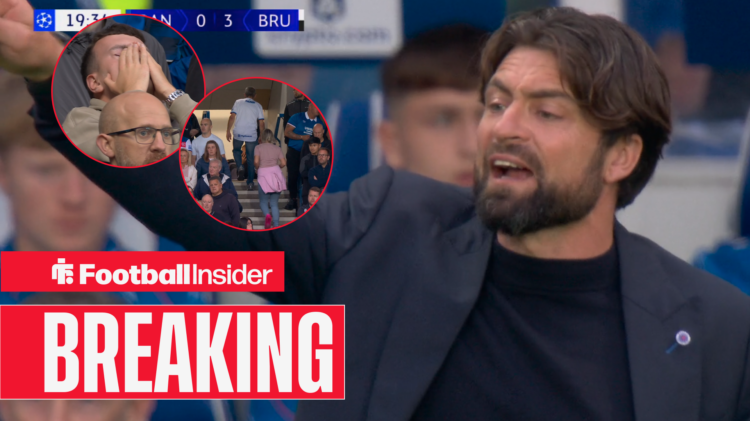 Russell Martin furious on the Rangers touchline with despairing fans in circular overlays