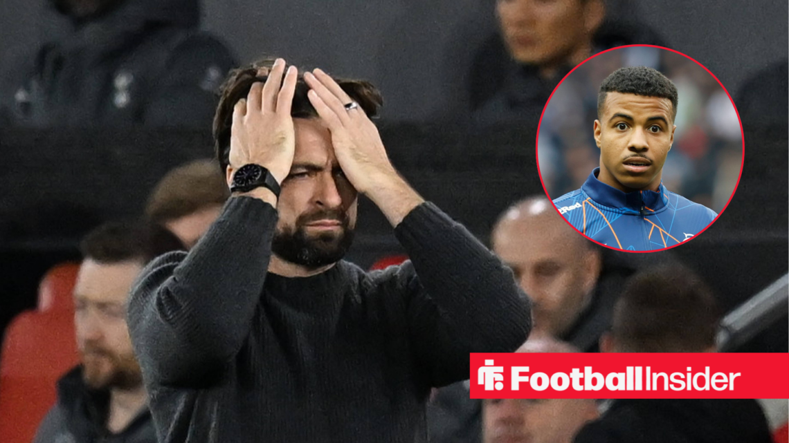 Russell Martin in a black jumper and Hamza Igamane in a Rangers tracksuit in a circle