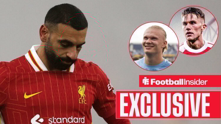 Exclusive news Liverpool star Mohamed Salah hangs his head as Man City's Erling Haaland and Arsenal' Viktor Gyokeres look on