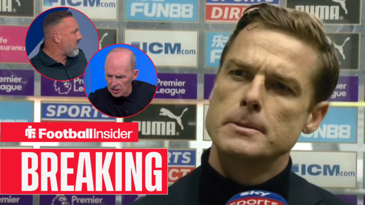 Scott Parker scowling, Mike Dean and Kris Boyd in circular insets