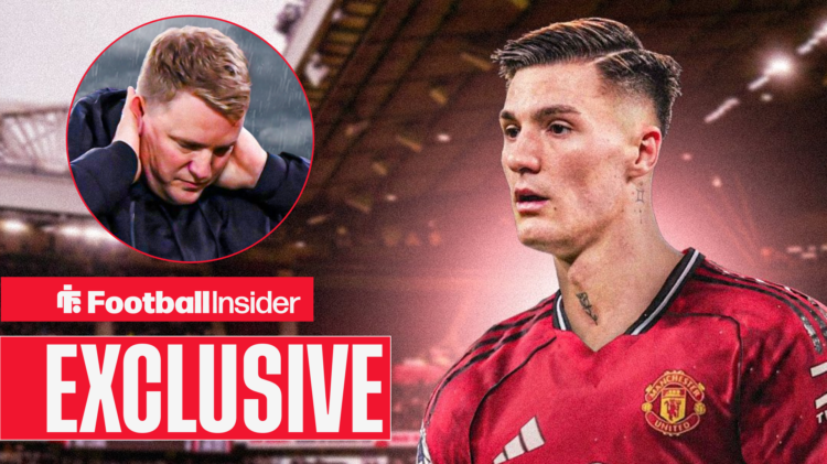 Exclusive news Newcastle boss Eddie Howe looks despondent as Benjamin Sesko looks on