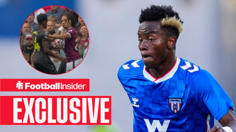Simon Adingra running, Sunderland star hitting Hannibal Mejbri in circular insets