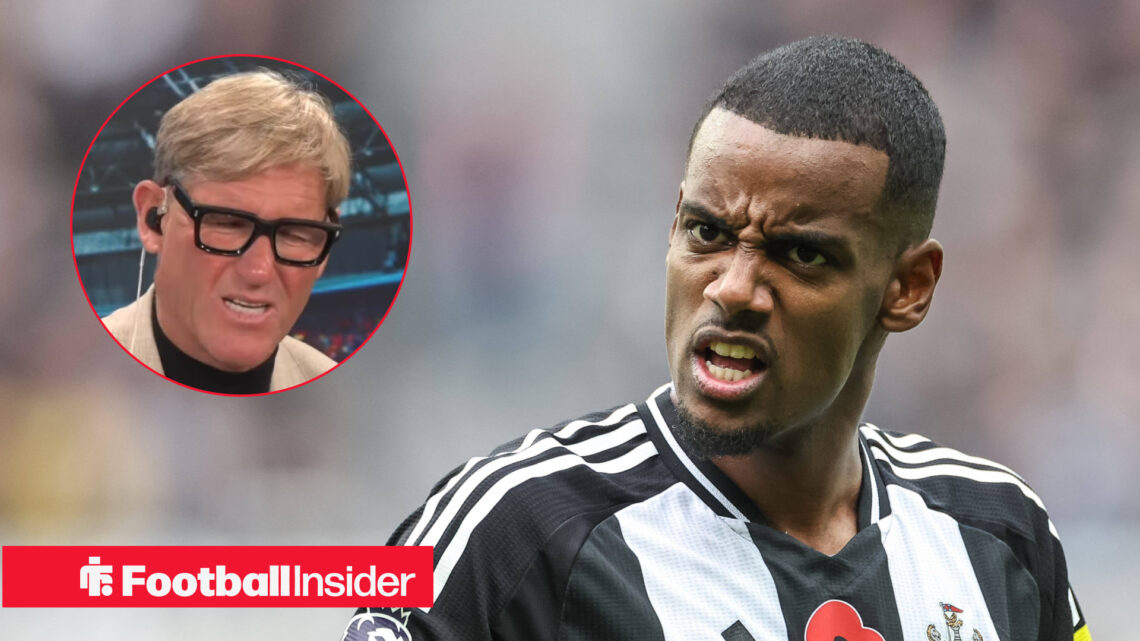 Simon Jordan on the left looking irritated with Alexander Isak on the right in a black and white Newcastle shirt looking angry
