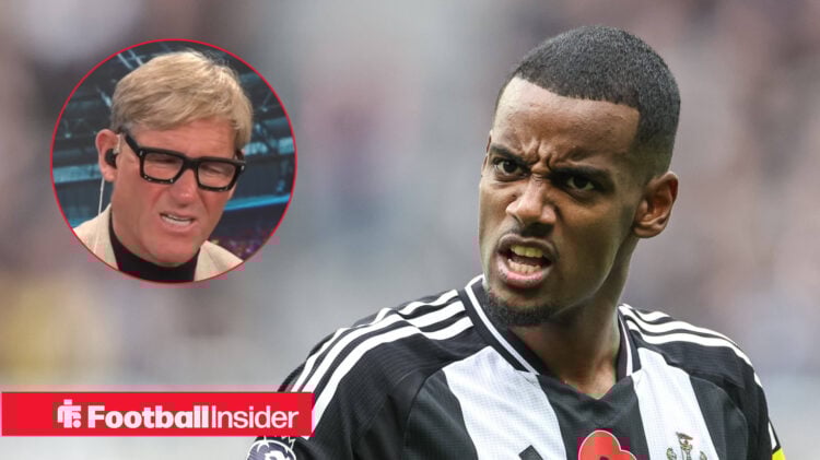 Simon Jordan on the left looking irritated with Alexander Isak on the right in a black and white Newcastle shirt looking angry