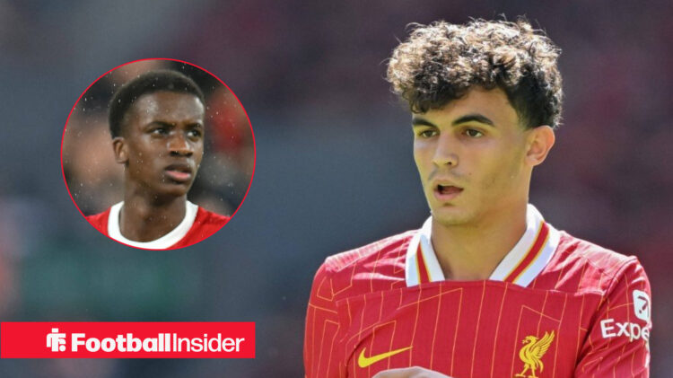 Liverpool's Stefan Bajcetic, Trey Nyoni both in action
