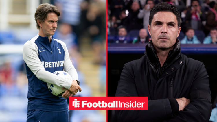 Spurs manager Thomas Frank alongside Arsenal manager Mikel Arteta