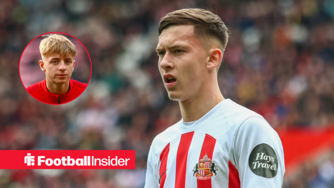 Chris Rigg in a Sunderland shirt next to an image of Tommy Watson in a circular frame