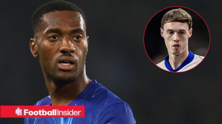 Tosin Adarabioyo in Chelsea home shirt with Cole Palmer inset