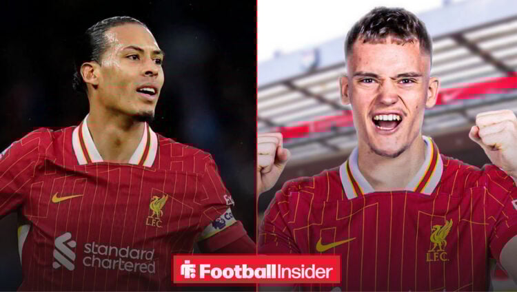 An image of Liverpool defender Virgil Van Dijk alongside an image of Florian Wirtz