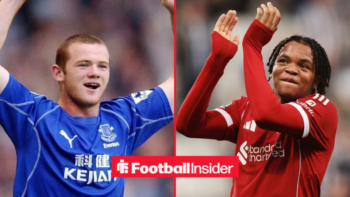 Wayne Rooney and Rio Ngumoha celebrating their first Premier League goals for Everton and Liverpool