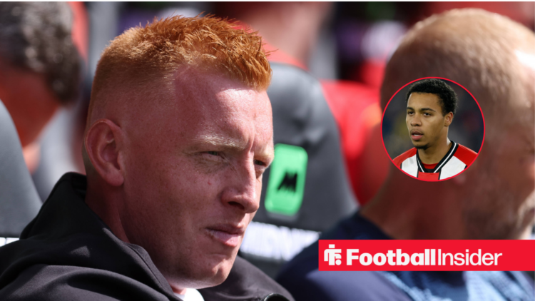 Southampton boss Will Still alongside an image of Cameron Archer in a circular frame