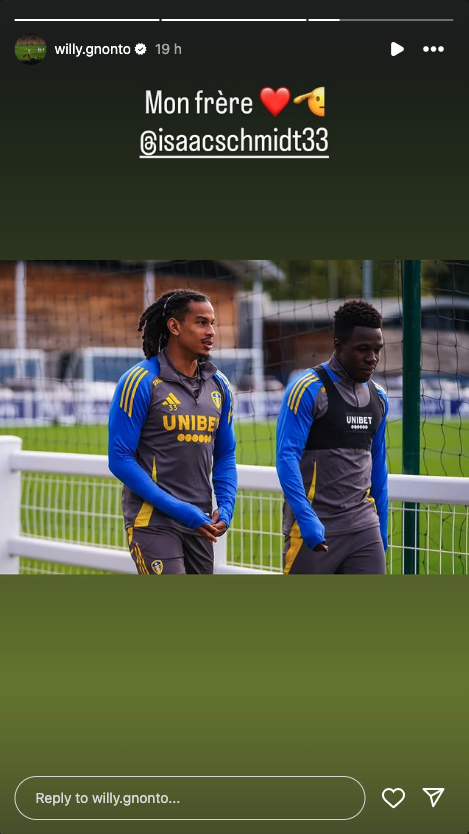 Willy Gnonto's Instagram message to Isaac Schmidt