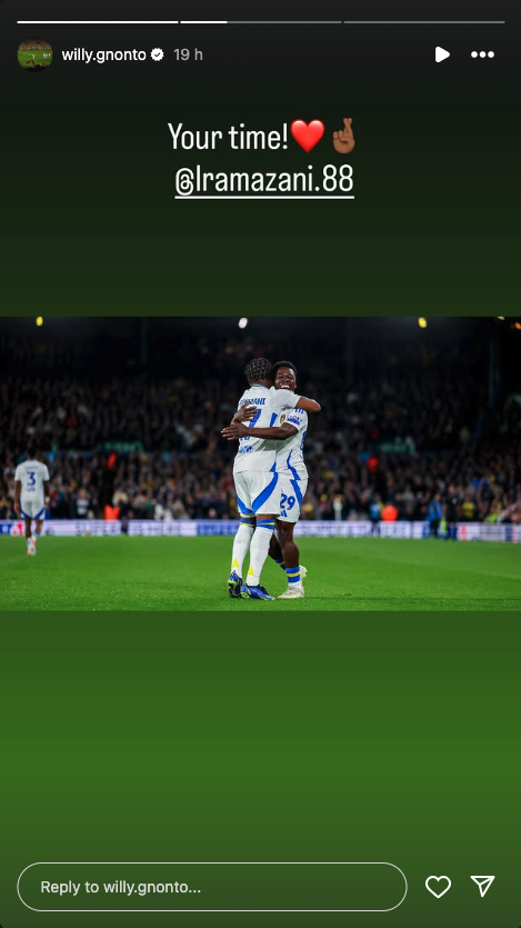 Willy Gnonto's Instagram message to Largie Ramazani