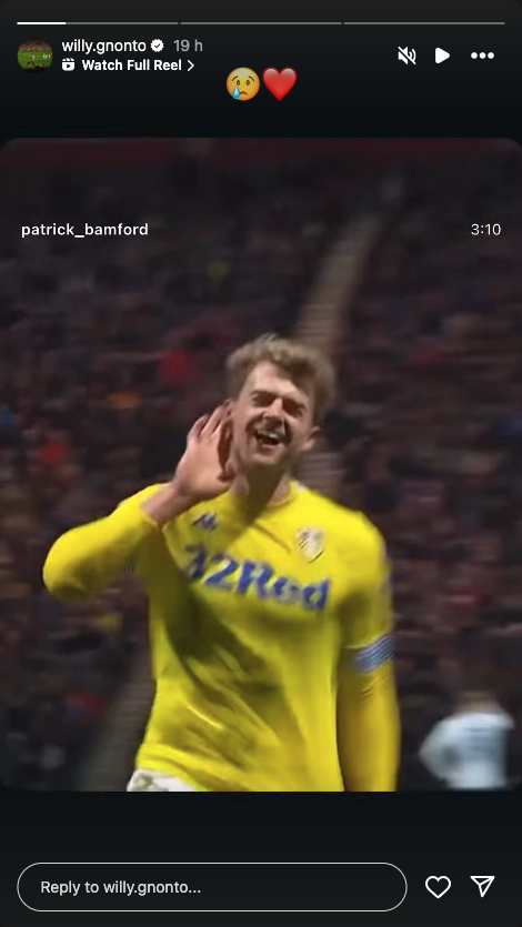 Willy Gnonto's Instagram message to Patrick Bamford