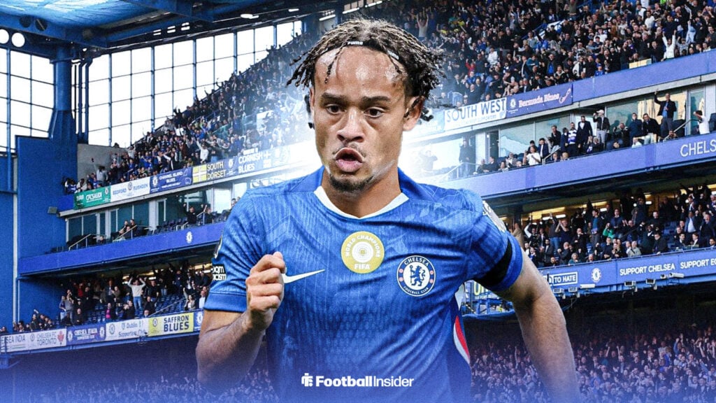 Xavi Simons in Chelsea's home kit
