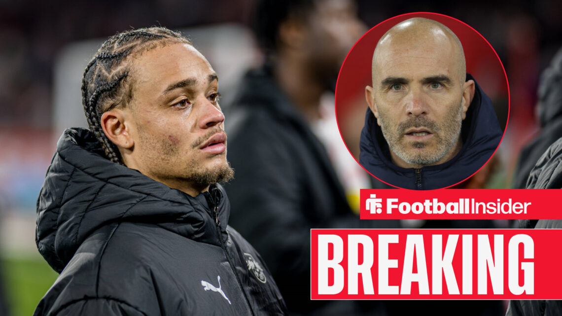 RB Leipzig's Xavi Simons and Chelsea manager Enzo Maresca