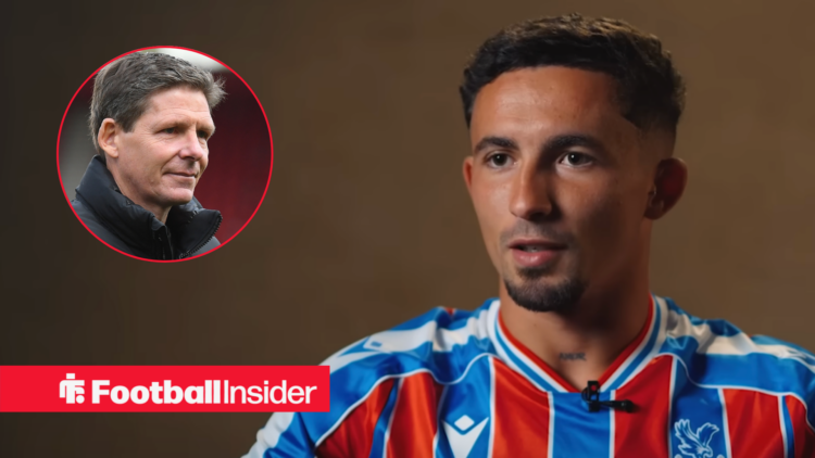 Yeremy Pino in Crystal Palace shirt with Oliver Glasner