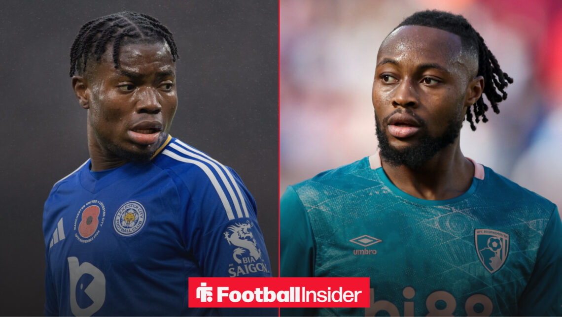 Abdul Fatawu and Antoine Semenyo in action for Leicester City and Bournemouth respectively