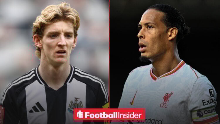 Anthony Gordon and Virgil van Dijk in action for Newcastle United and Liverpool respectively