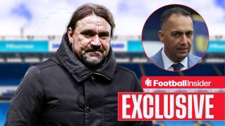 Daniel Farke at Elland Road with Paraag Marathe included in a circular inset