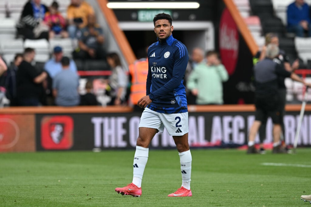 Leicester City defender James Justin looks on during the warm-up before a Premier League match away at Bournemouth.