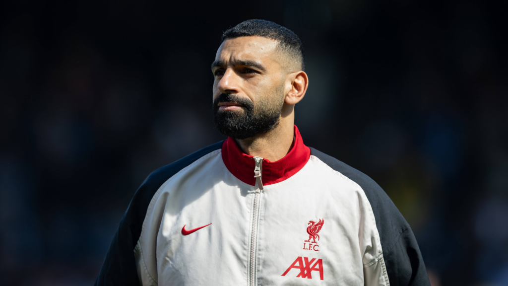 Mohamed Salah warming up for Liverpool