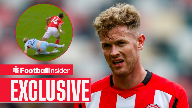 Nathan Collins' foul on Dan Ndoye for Brentford