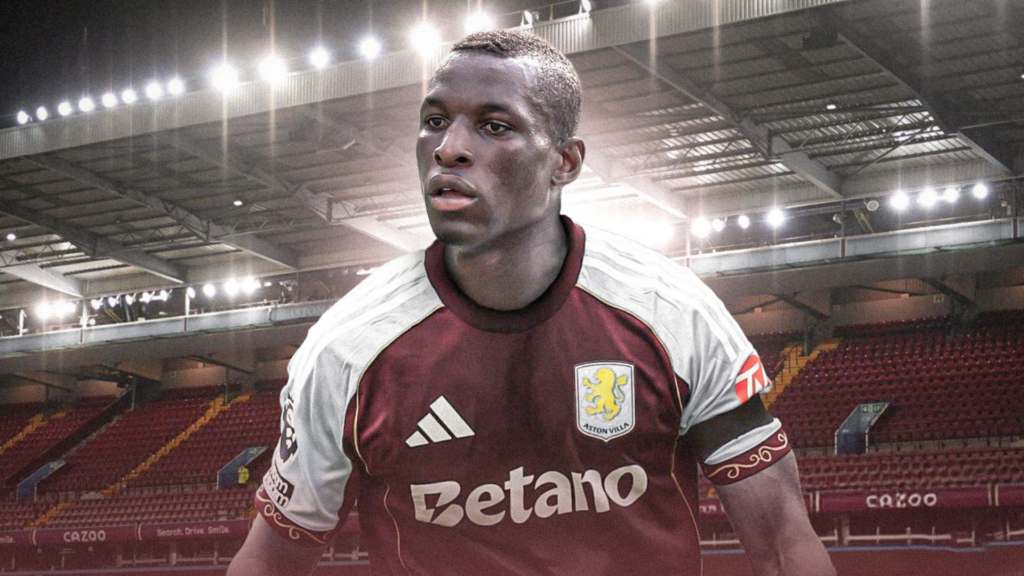 Nicolas Jackson in Aston Villa's home kit