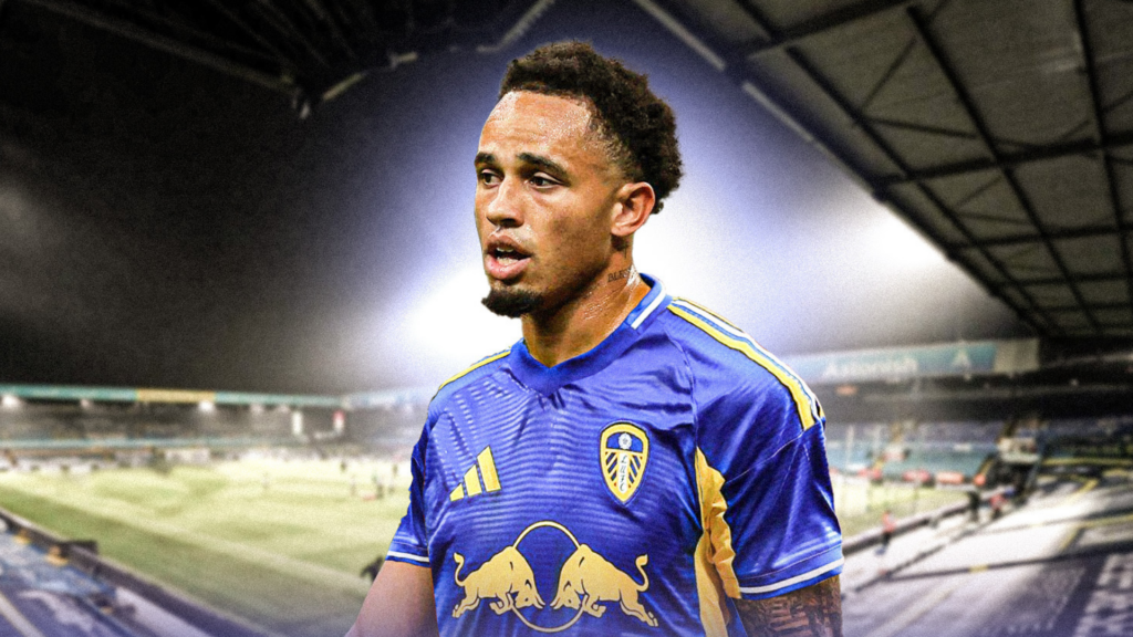 Noah Okafor in Leeds United's away kit