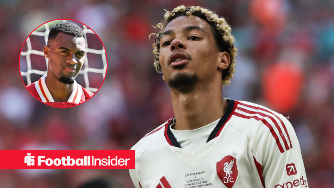 Hugo Ekitike in action for Liverpool with Ryan Gravenberch included in a circular inset