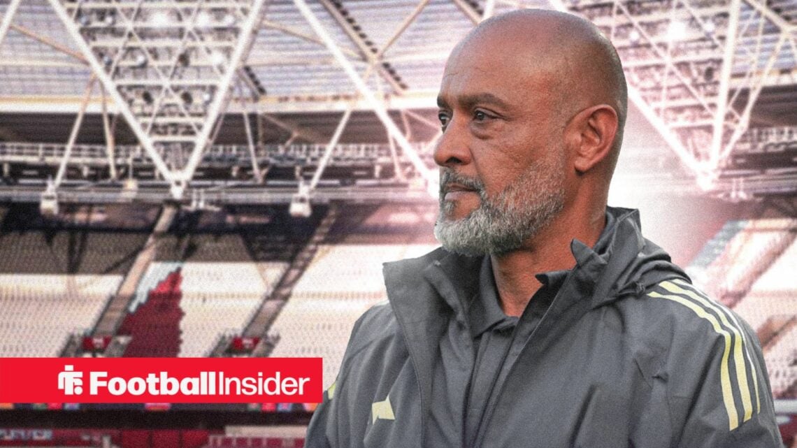 Nuno Espirito Santo stands on the touchline of the London Stadium