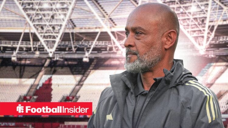 Nuno Espirito Santo stands on the touchline of the London Stadium