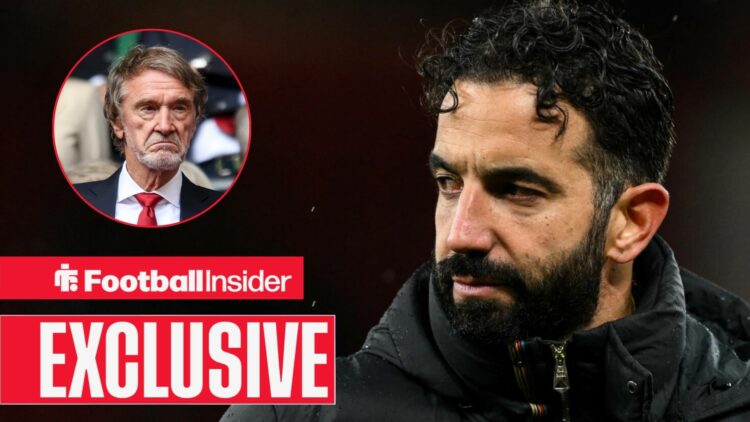 Ruben Amorim looks over his shoulder at Jim Ratcliffe in a circular inset