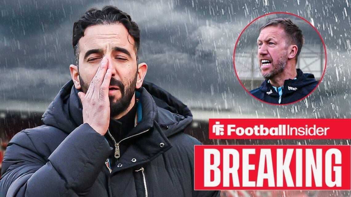 Ruben Amorim looks distraught as Graham Potter shouts from a circular inset
