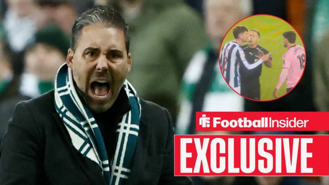 Marti Cifuentes screams on the touchline, Julian Carranza and Chris Mepham clash in a circular inset