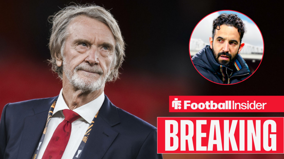 Jim Ratcliffe looks across at Man United boss Ruben Amorim in a circular inset