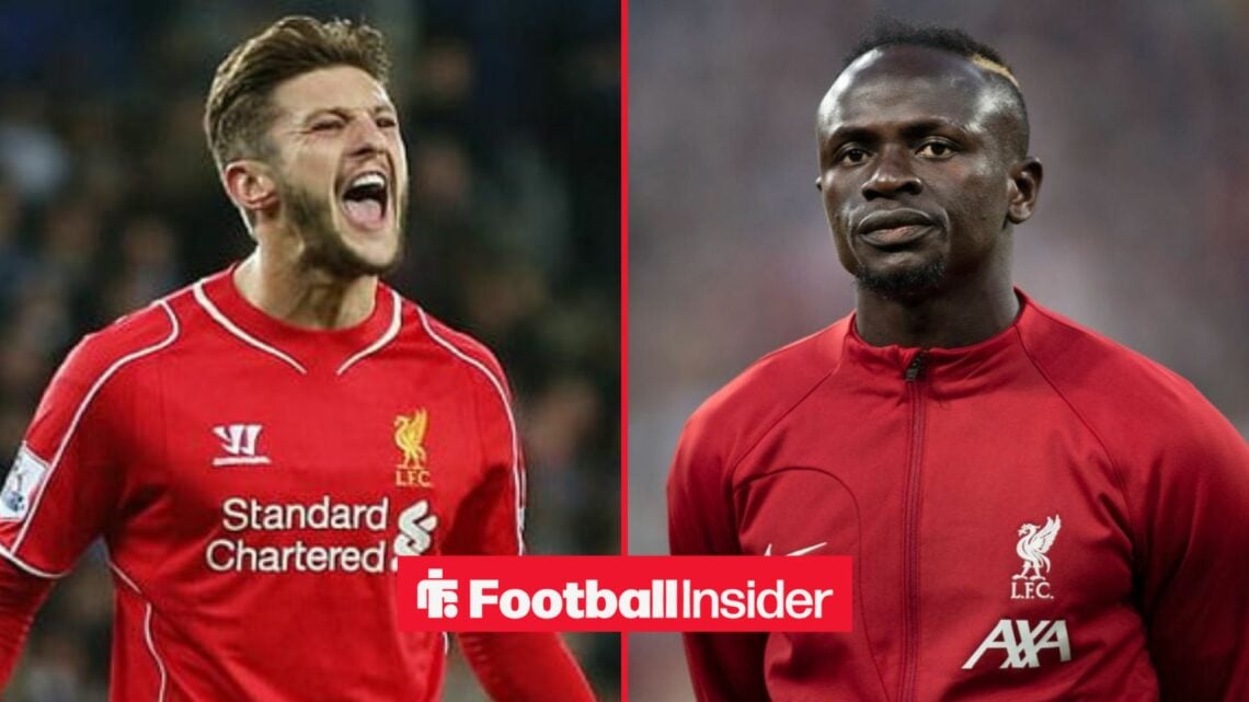 Adam Lallana shouting on the left with Sadio Mane focused on the right