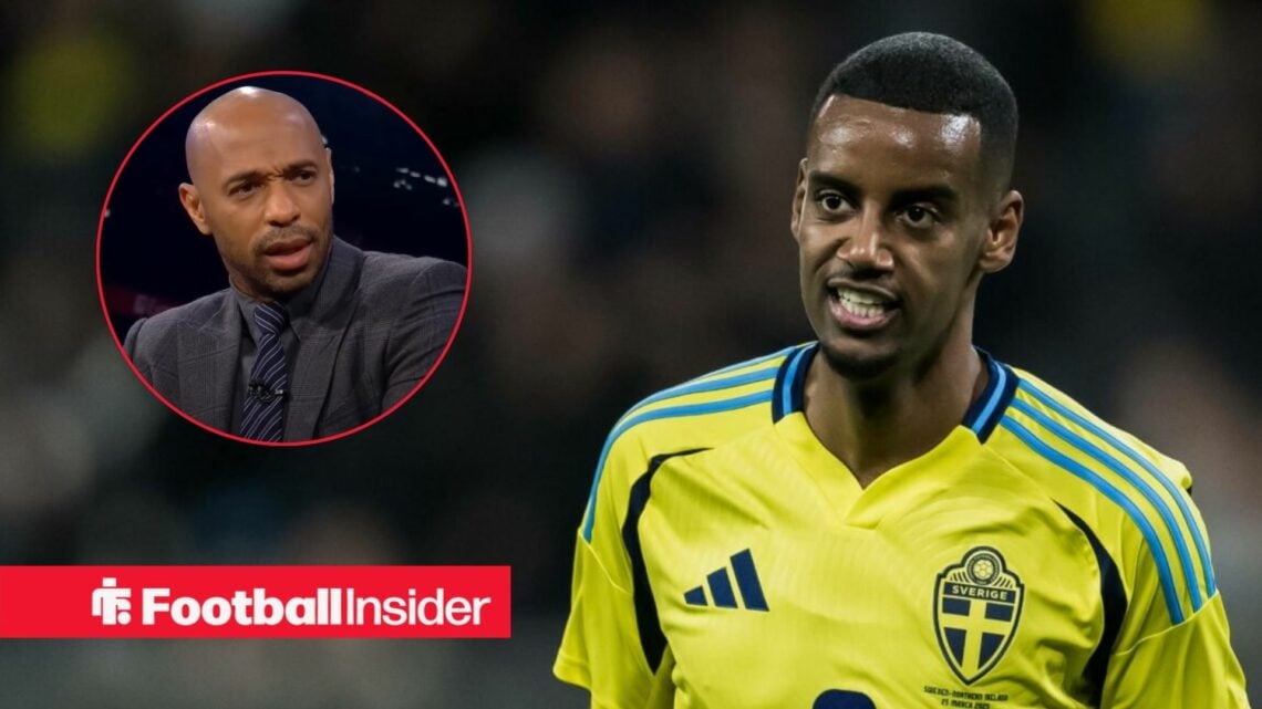 Alexander Isak featuring for Sweden, Thierry Henry in a circular inset