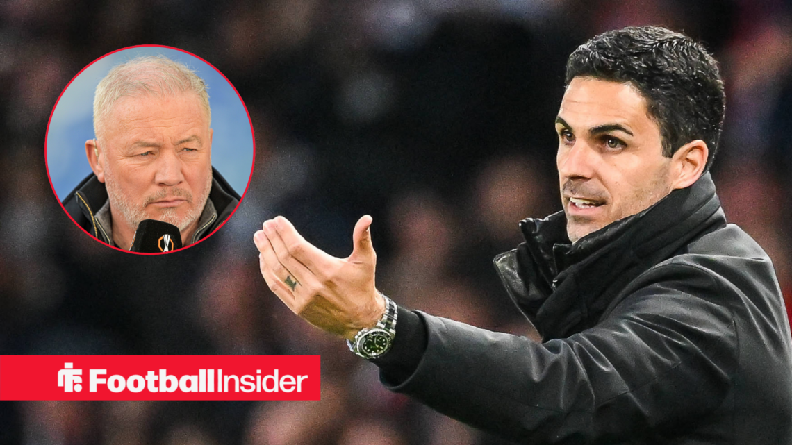 Ally McCoist on the left looking serious with Mikel Arteta gesticulating with his hands on the right