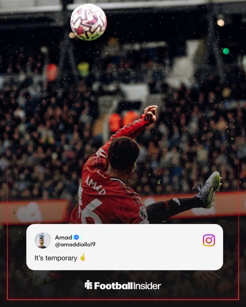 Amad attempting overhead kick for Man United.