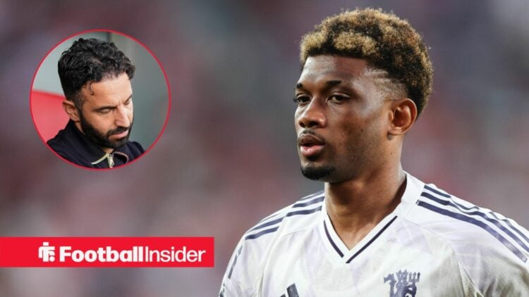 Amad Diallo in Man United away shirt with Ruben Amorim inset