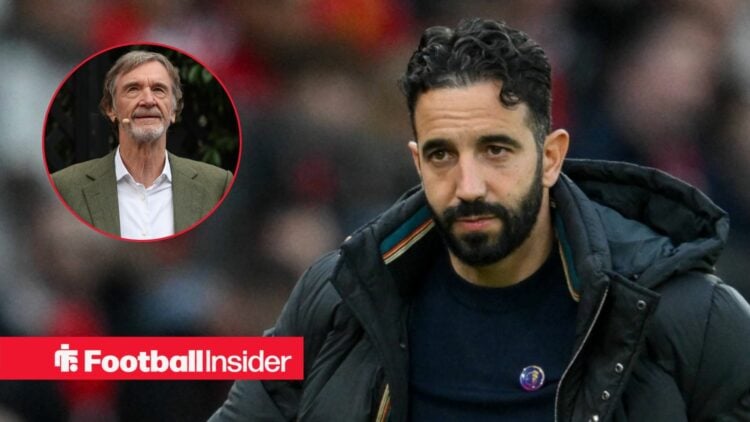 Ruben Amorim next to a circular inset of Jim Ratcliffe
